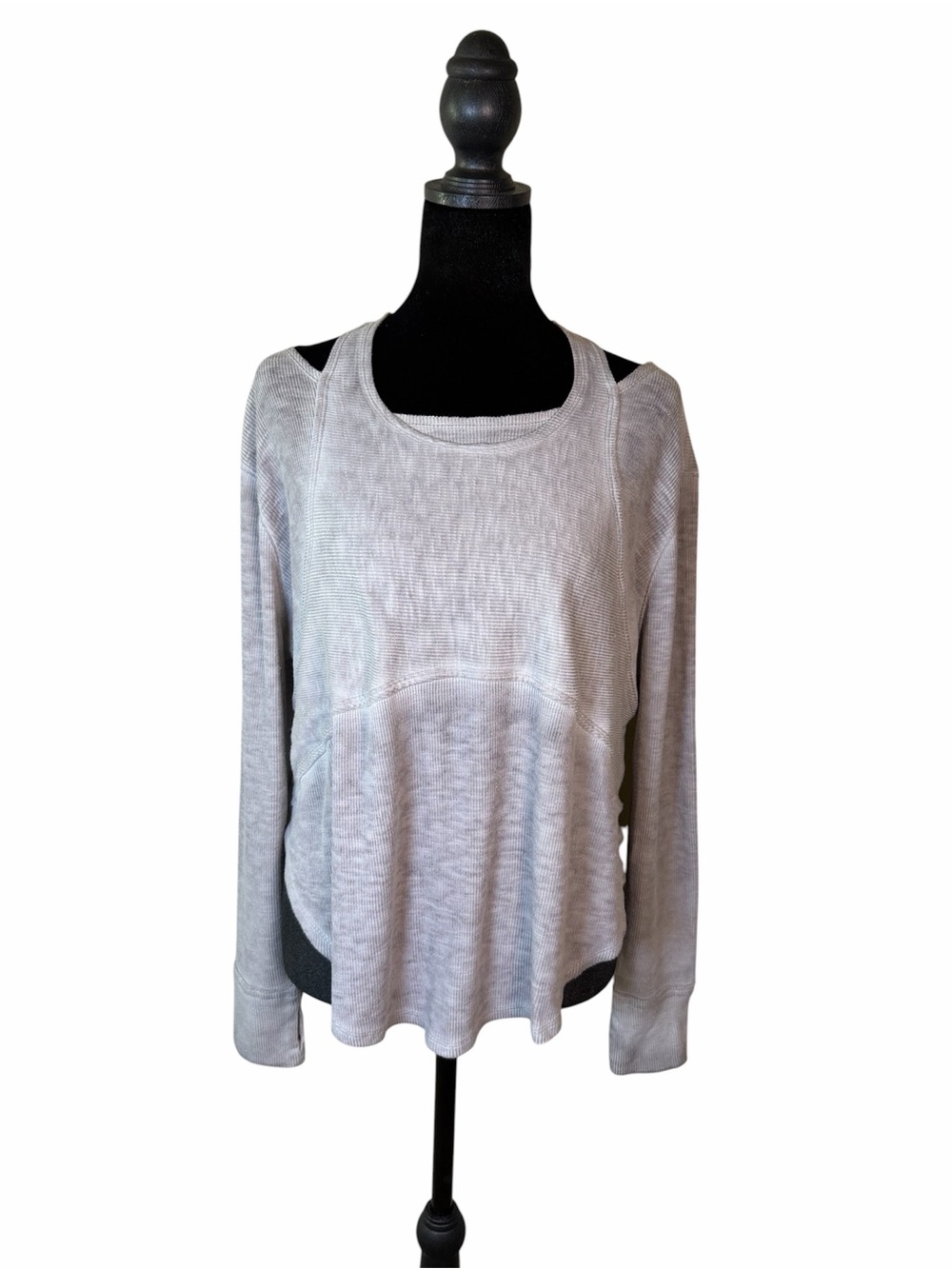 FP Movement by Free People Heather Gray Ribbed Long Sleeve Top